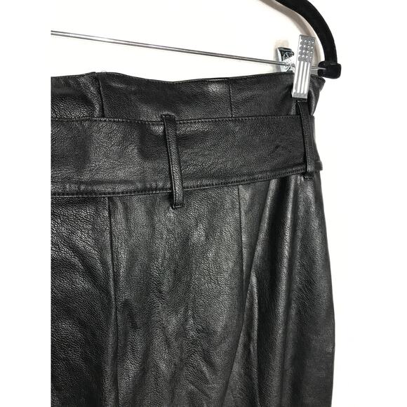 Commando Women's M Black Vegan Leather Pants Paperbag Tie Waist Goth Sleek - Picture 6 of 9